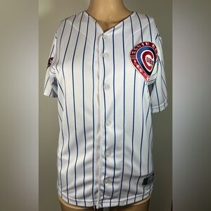 Chicago Cubs Youth Pinstripe Baseball Jersey - White/Blue